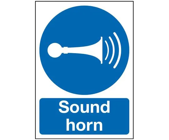 64-0566-69　RS PRO PP Rigid Plastic Mandatory Sound Horn Sign with English Text, 300 x 400mm　763-1869