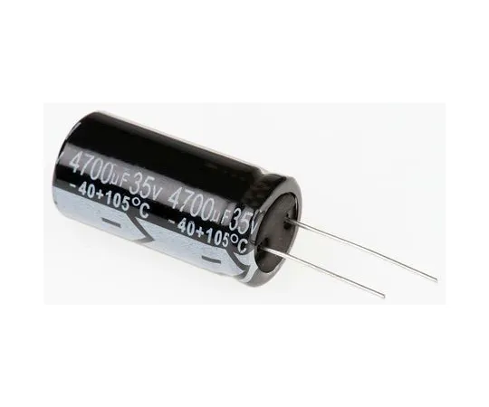 64-0345-06　RS PRO 4700μF 35V dc Aluminium Electrolytic Capacitor, Through Hole 18 (Dia.) x 36mm +105°C 18mm 7.5mm 36mm　170-1238