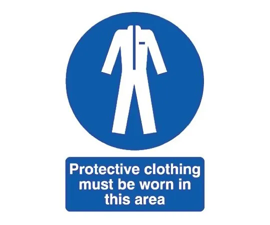 64-0566-51　RS PRO PP Rigid Plastic Mandatory Protective Clothing Sign,Protective Clothing-Text with English Text, 148 x 210mm　763-1765