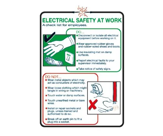 64-0566-99　RS PRO Electrical Safety at Work Safety Wall Chart, PP, English, 600 mm, 420mm　763-2121