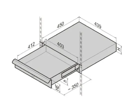 64-0408-82　nVent-Schroff Grey 2U Server Rack Drawer, 450mm x 439mm　20110055