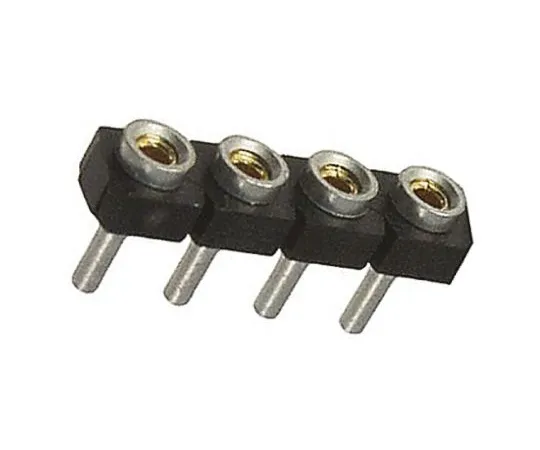 64-0594-56　Samtec SL Series 2.54mm Pitch 4 Way 1 Row Straight PCB Socket, Through Hole, Solder Termination　SL-104-T-10