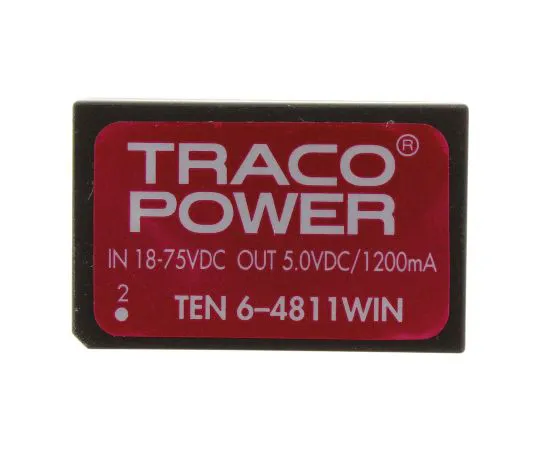 64-0532-30　TRACOPOWER TEN 6WIN 6W Isolated DC-DC Converter Through Hole, Voltage in 18 → 75 V dc, Voltage out 5V dc　TEN 6-4811WIN