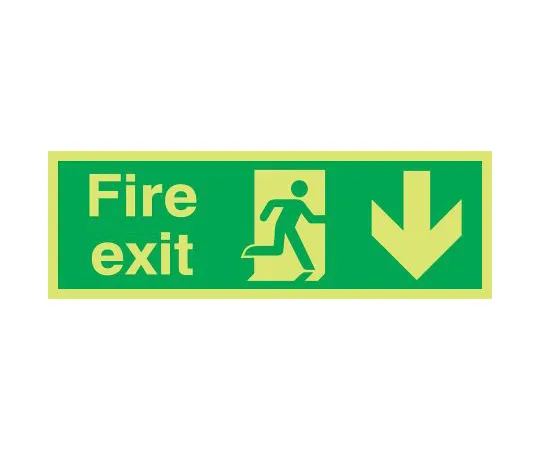 64-0566-75　RS PRO Vinyl Fire Safety Sign, Fire Exit Down Left Sign With English Text Self-Adhesive, 450 x 150mm　763-1910