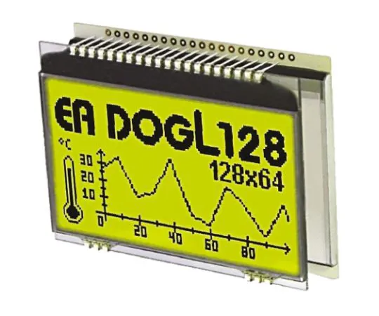 64-0542-33　Electronic Assembly EA DOGL128L-6 Graphic LCD Display Yellow-Green, Reflective　EA DOGL128L-6