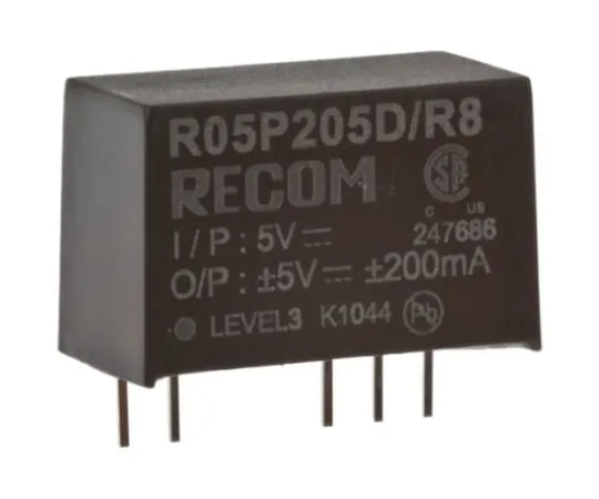 64-0440-76　Recom 2W Isolated DC-DC Converter Through Hole, Voltage in 4.5 → 5.5 V dc, Voltage out ±15V dc　R05P215D/R8