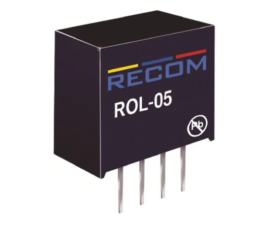 64-0638-45　Recom ROL 0.5W Isolated DC-DC Converter Through Hole, Voltage in 4.5 → 5.5 V dc, Voltage out 12V dc　ROL-0512S