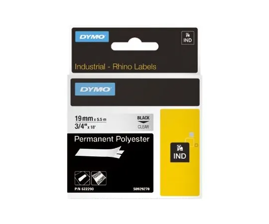 64-0495-26　Dymo Black on Transparent Label Printer Tape, 19 mm Width, 18 ft Length　622290