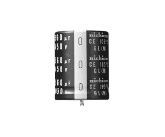 64-0357-98　Nichicon 390μF 450V dc Aluminium Electrolytic Capacitor, Through Hole 35 (Dia.) x 30mm +105°C 35mm 10mm　LGL2W391MELC30
