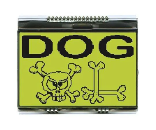 64-0542-39　Electronic Assembly EA DOGXL160E-7 Graphic LCD Display, Yellow-Green on Black, Transmissive　EA DOGXL160E-7