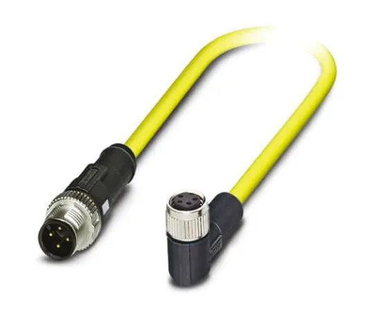 64-1300-04　Phoenix Contact, SAC-4P-MS/0.5-542/M8 FR SCO BK Series, Right Angle M8 to Straight M12 Cable assembly, 4 Core 500mm　1406219