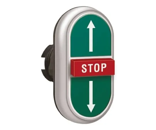 64-1249-93　Lovato Platinum Series, Green, Red Push Button Head, Spring Return, 22.3mm Cutout　LPCB7355