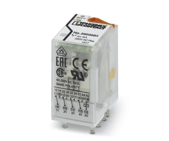 64-1262-55　Phoenix ContactREL-IR4/L- 24AC/4X21AU 4PDT Non-Latching Relay PCB Mount, 24V ac Coil, 50mA　2903683