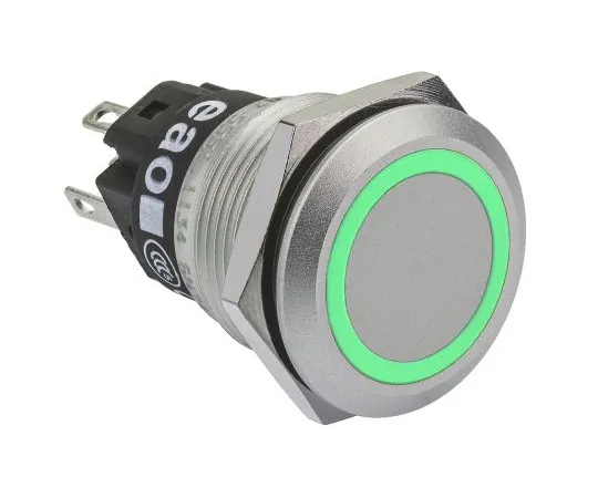 64-1340-59　EAO Single Pole Double Throw (SPDT) Momentary Green LED Push Button Switch, IP65, IP67, 19 (Dia.)mm, Panel Mount, 24V　82-5551.1134