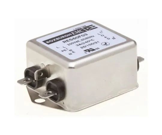 64-1323-04　Roxburgh EMC RES60 Series 3A 250 V ac DC → 400Hz Chassis Mount RFI Filter, with Fast-On Terminals, Single Phase　RES60F03