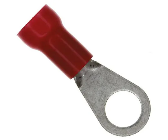 64-1266-78　TE Connectivity PLASTI-GRIP Series Insulated Crimp Ring Terminal, M10 (3/8) Stud Size, 6.6mm² to 10.5mm² Wire Size, Red　52291-1