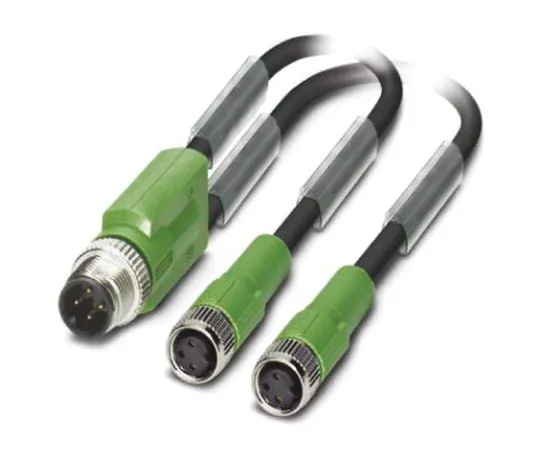 64-1299-42　Phoenix Contact, SAC-3P-M12Y/2X0.6-PUR/M 8FS Series, Straight M8 to Straight M12 Cable assembly, 3 Core 300mm Cable　1671344
