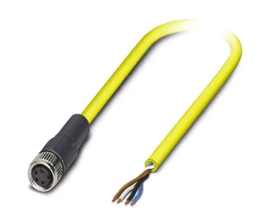 64-1300-07　Phoenix Contact, SAC-4P- 5.0-542/M8 FS BK Series, Straight M8 to Unterminated Cable assembly, 4 Core 5m Cable　1406239