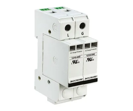 64-0671-43　Bourns 1210 Series 600 V ac Maximum Voltage Rating 100kA Maximum Surge Current 1 Pole Protector, DIN Rail Mounting　1210-1S-600