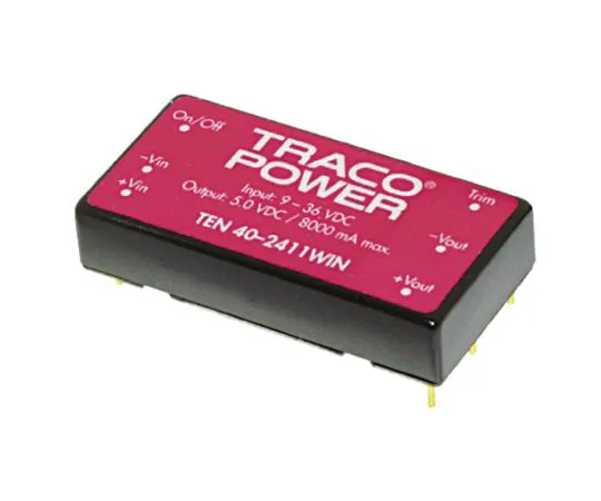 64-0651-80　TRACOPOWER TEN 40WIN 40W Isolated DC-DC Converter Through Hole, Voltage in 18 → 75 V dc, Voltage out 24V dc　TEN 40-4815WIN