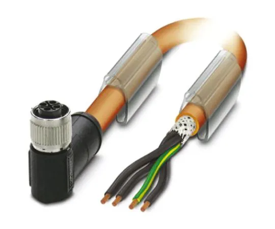 64-1263-12　Phoenix Contact, SAC-4P-FRS/ 3.0-PUR PE SH SCO Series, Right Angle M12 to Unterminated Cable assembly, 3m Cable　1424101