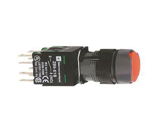 64-1386-71　Schneider Electric, Harmony XB6 Red Round Push Button, 16.2mm Momentary Quick Connect, Solder Tag　XB6AA45B