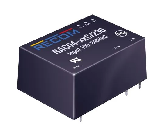64-1388-77　Recom 4W 1 Output Embedded Switch Mode Power Supply SMPS, 800mA, 5V dc Encapsulated　RAC04-05SC/230