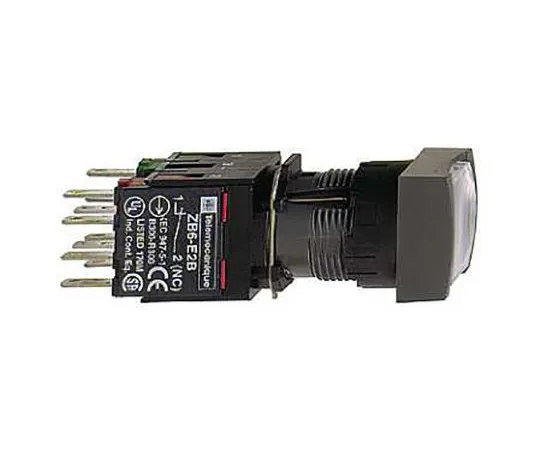 64-1386-68　Schneider Electric, Harmony XB6 Illuminated White Square Push Button, 16.2mm Maintained Quick Connect, Solder Tag　XB6CF1B5B