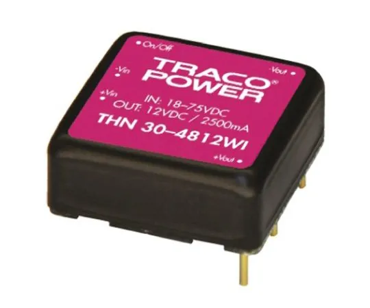 64-0651-05　TRACOPOWER THN 30WI 30W Isolated DC-DC Converter Through Hole, Voltage in 18 → 75 V dc, Voltage out 3.3V dc　THN 30-4810WI