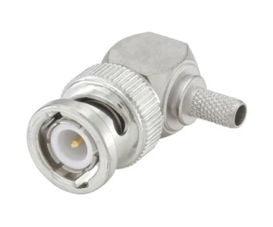 64-1398-57　Rosenberger BNC Series Right Angle 50Ω Cable Mount BNC Connector, Plug, Flash White Bronze, Crimp Termination, RG141　51S207-306N5