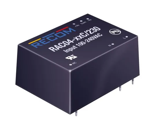 64-1388-80　Recom 4W 1 Output Embedded Switch Mode Power Supply SMPS, 333mA, 12V dc Encapsulated　RAC04-12SC/230
