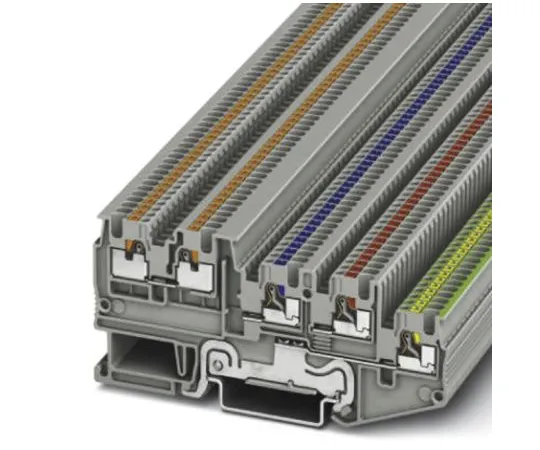 64-0671-85　Phoenix Contact, PTIO 1.5/S/4-PE Series , 250 V Standard Din Rail Terminal, Push In Termination　3244465