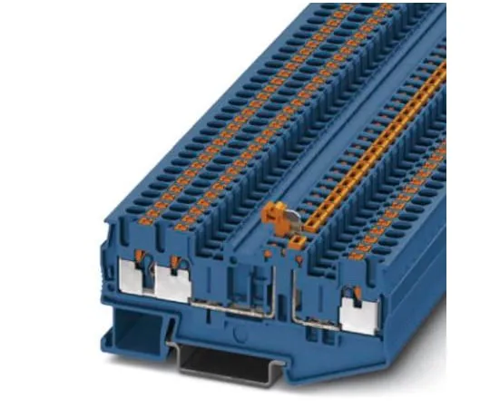 64-1376-27　Phoenix Contact, PT 2.5-TWIN-MTB BU Series , 400 V Knife Disconnect Terminal Block, Push In Termination　3210177