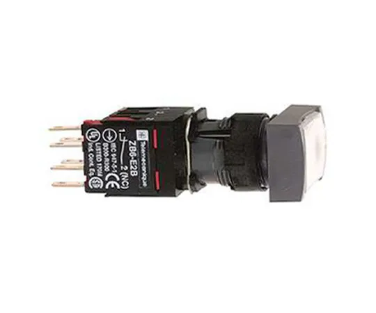 64-1384-92　Schneider Electric, Harmony XB6 Illuminated White Rectangular Push Button, 16.2mm Momentary Quick Connect, Solder Tag　XB6DW1B1B