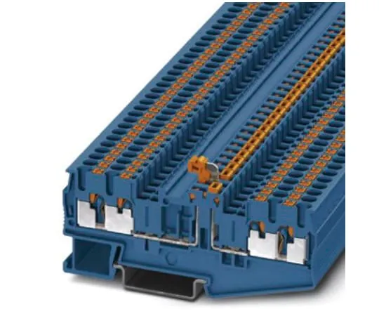 64-1376-29　Phoenix Contact, PT 2.5-QUATTRO-MTB BU Series , 400 V Knife Disconnect Terminal Block, Push In Termination　3210191
