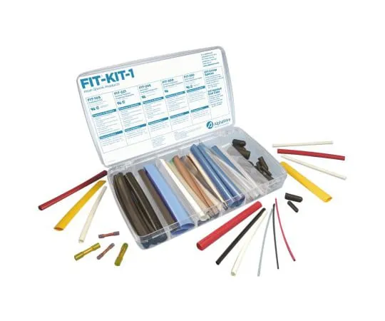 64-1411-20　Alpha Wire Black Heat Shrink Tubing Kit Assortiment Sleeve Dia. x Assortiment Length, FIT-KIT Series　FKIT1 BK032
