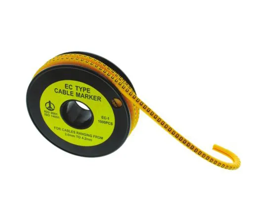 64-1347-05　RS Slide On Cable Marker, Pre-printed Q Black on Yellow 3.6 → 7.4mm Dia. Range　812-1026