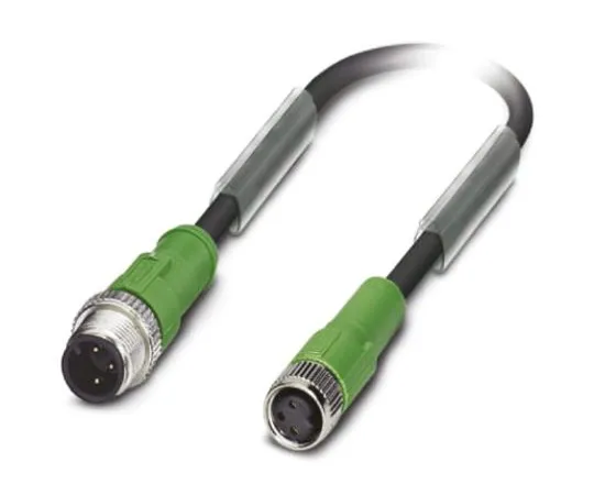 64-1302-92　Phoenix Contact, SAC-3P-M12MS/1.5-PUR/M 8FS Series, Straight M8 to Straight M12 Cable assembly, 3 Core 600mm Cable　1668810