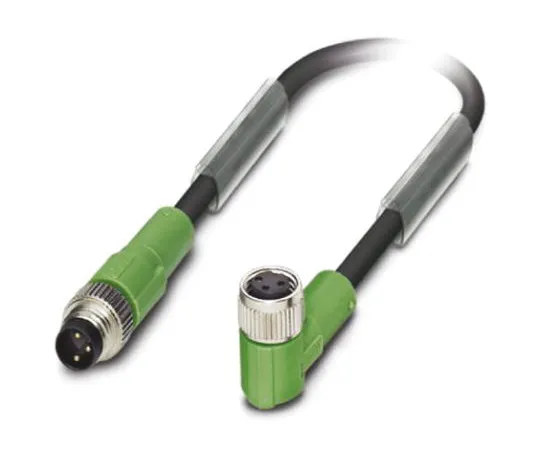 64-1299-53　Phoenix Contact, SAC-3P-M 8MS/0.3-PUR/M 8FR Series, Right Angle M8 to Straight M8 Cable assembly, 3 Core 300mm Cable　1681949