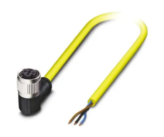 64-1302-10　Phoenix Contact, SAC-3P- 2.0-542/ FR SCO BK Series, Right Angle M12 to Unterminated Cable assembly, 2m Cable　1406327