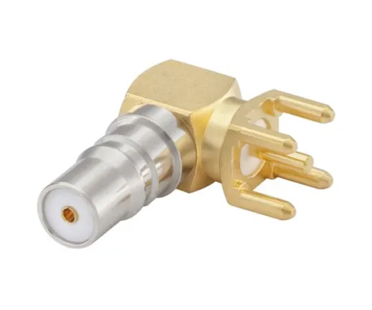 64-1398-29　Rosenberger Right Angle 50Ω PCB Mount QMA Connector jack, Solder Pin Termination, RG174 A/U, RG188 A/U, RG316/U　28K201-400N5