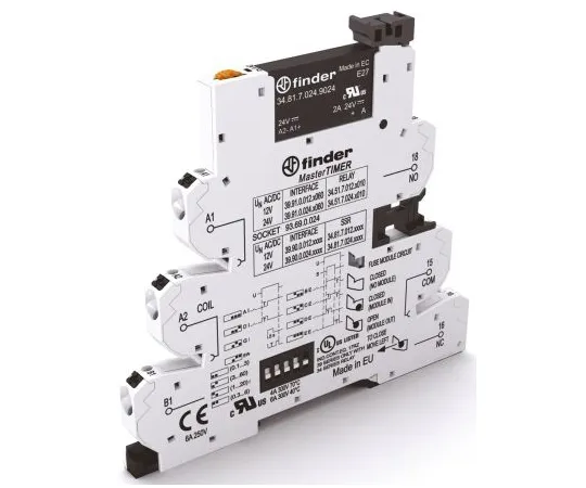 64-1401-24　Finder 2 A SPNO Interface Relay Module, DC, DIN Rail, PLC, 24 V dc Maximum Load　39.90.0.012.9024