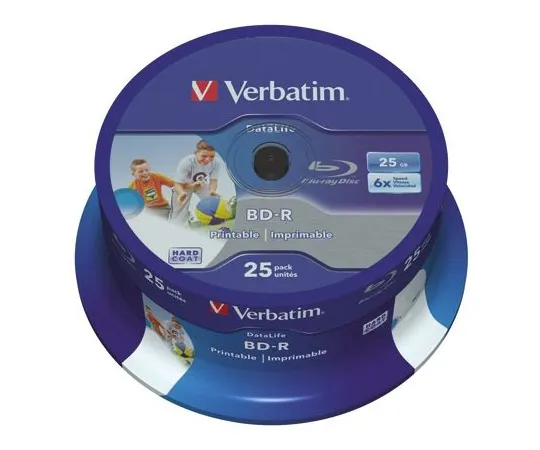 64-1312-96　Verbatim 25 GB BD-R 6X Blu-ray Disc, 25 Pack　43811
