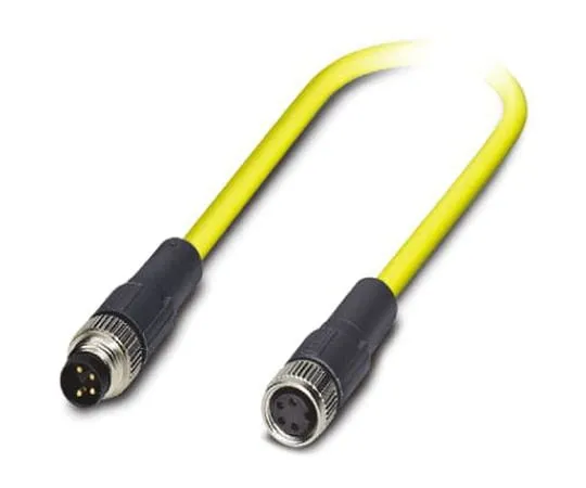 64-1300-65　Phoenix Contact, SAC-4P-M8MS/ 1.5-542/M8 FS BK Series, Straight M8 to Straight M8 Cable assembly, 4 Core 1.5m Cable　1406193