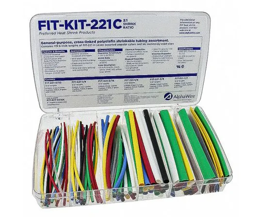 64-1411-21　Alpha Wire Assorted Heat Shrink Tubing Kit Assortiment Sleeve Dia. x Assortiment Length, FIT-KIT Series 2:1 Ratio　FKIT221C MC032
