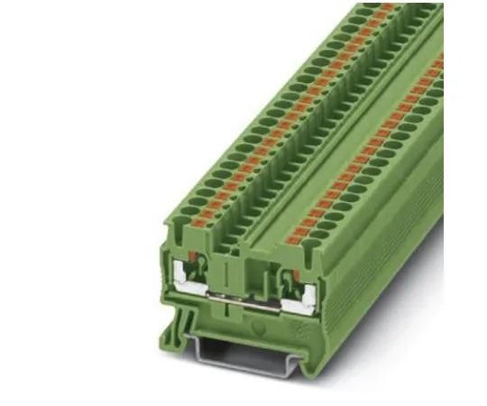 64-1303-29　Phoenix Contact, PT 2.5 GN Series Feed Through Terminal Block, Push In Termination　3209513