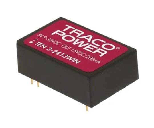 64-1293-42　TRACOPOWER TEN 3WIN 3W Isolated DC-DC Converter Through Hole, Voltage in 9 → 36 V dc, Voltage out 12V dc　TEN 3-2412WIN