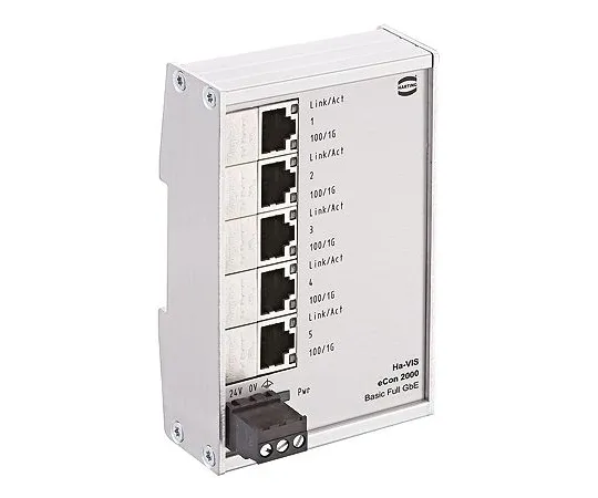 64-1354-52　Harting 5 RJ45 port DIN Rail Mount Ethernet Switch, 10 Mbit/s, 100 Mbit/s, 1000 Mbit/s　24024050010