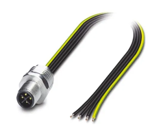 64-1263-33　Phoenix Contact, SACC-E-M12MSS-4CON-M16/0.5 PE Series, Straight M12 to Unterminated Cable assembly, 500mm Cable　1424139