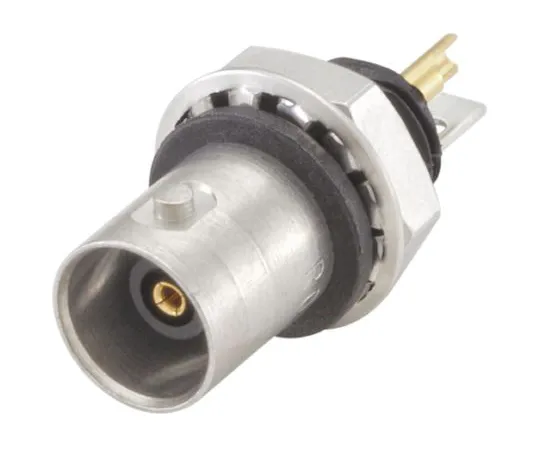 64-1398-61　Rosenberger BNC Series Straight 50Ω Panel Mount Bulkhead Fitting BNC Connector, jack, Flash White Bronze, Solder　51K553-200N5